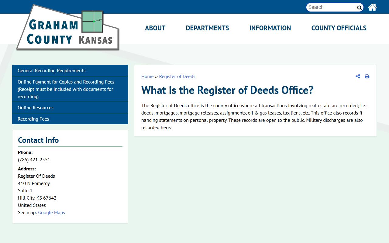 Graham County Clerk of the District Court records and Register of Deeds FAQ