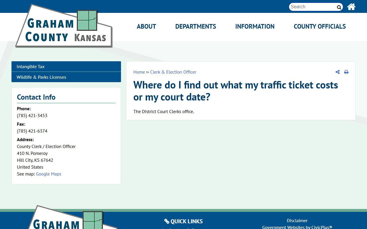 Graham County traffic court records ticket cost and court date FAQ